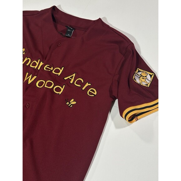 Walt Disney Winnie The Pooh Baseball Jersey XS Red Hundred Acre Wood Embroidered - Picture 7 of 11